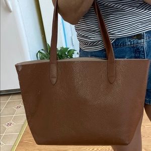 Cuyana small structured leather tote Caramel/Blush